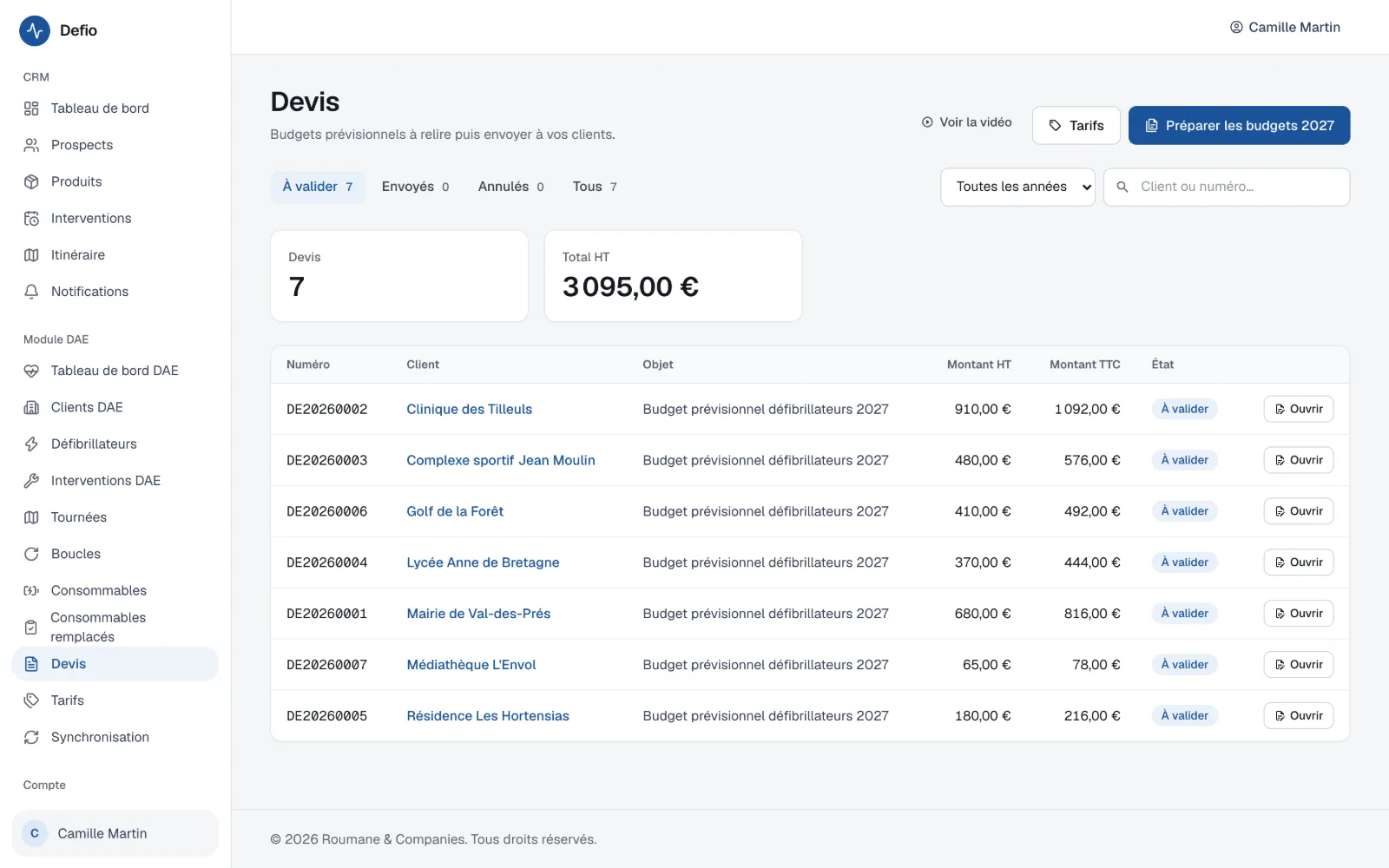 Budgets prévisionnels à valider